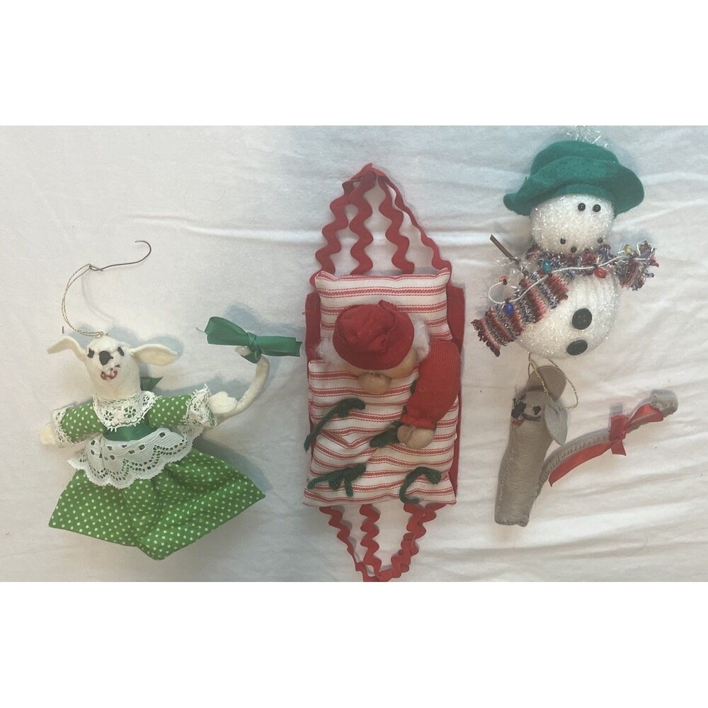 Lot of 4 Vintage Mid Century Handmade Christmas Ornaments